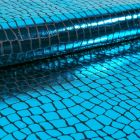 Tissu Jersey Métallisé Ecailles de crocodile bleu canard - Par 10 cm