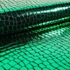 Tissu Jersey Métallisé Ecailles de crocodile vertes - Par 10 cm