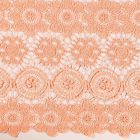 Tissu Dentelle Fleurs et rosaces Saumon sur fond Saumon - Par 10 cm