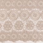 Tissu Dentelle Fleurs et rosaces Beiges sur fond Beige - Par 10 cm