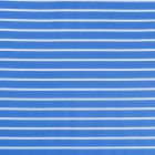 Tissu Jersey Polyviscose épais Fines rayures Blanches sur fond Cyan - Par 10 cm
