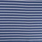 Tissu Jersey Polyviscose épais Fines rayures Blanches sur fond Bleu acier - Par 10 cm