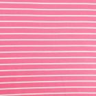 Tissu Jersey Polyviscose épais Fines rayures Blanches sur fond Rose bonbon - Par 10 cm