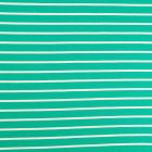 Tissu Jersey Polyviscose épais Fines rayures Blanches sur fond Vert forêt - Par 10 cm