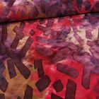 Tissu Jersey viscose Tie and dye en relief sur fond Bordeaux - Par 10 cm