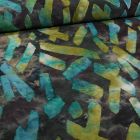 Tissu Jersey viscose Tie and dye en relief sur fond Bleu pétrole - Par 10 cm