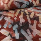 Tissu Jersey viscose Tie and dye en relief sur fond Marron - Par 10 cm