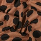 Tissu Suédine Jersey Pois noirs sur fond Camel - Par 10 cm