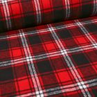 Tissu Caban Mélange Laine Écossais sur fond Rouge - Par 10 cm