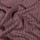 Tissu Maille toucher laine Pied de poule sur fond Bordeaux - Par 10 cm