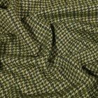 Tissu Maille toucher laine Pied de poule sur fond Vert - Par 10 cm
