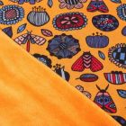 Tissu Sweat envers minky Fleurs et insectes sur fond Jaune - Par 10 cm