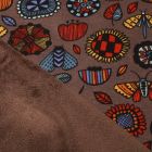 Tissu Sweat envers minky Fleurs et insectes sur fond Marron - Par 10 cm