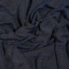 Tissu Jersey pailleté bleu sur fond Noir - Par 10 cm
