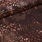 Tissu Jersey Léopard métallisé paillettes rouges sur fond Noir - Par 10 cm