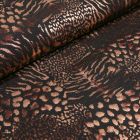 Tissu Jersey Léopard métallisé paillettes noires sur fond Noir - Par 10 cm