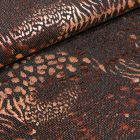 Tissu Jersey Léopard métallisé paillettes argentées sur fond Noir - Par 10 cm