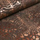 Tissu Jersey Léopard métallisé paillettes roses sur fond Noir - Par 10 cm