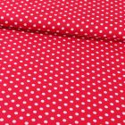 Tissu Coton Imprimé Pois 8 mm Blancs sur fond Rouge - Par 10 cm