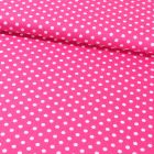 Tissu Coton Imprimé Pois 8 mm Blancs sur fond Fushia - Par 10 cm