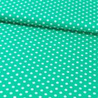 Tissu Coton Imprimé Pois 8 mm Blancs sur fond Vert - Par 10 cm
