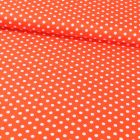 Tissu Coton Imprimé Pois 8 mm Blancs sur fond Orange - Par 10 cm