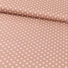 Tissu Coton Imprimé Pois 8 mm Blancs sur fond Taupe - Par 10 cm