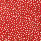 Toile Cirée Alizé Feuilles beige, vertes et blanches sur fond Rouge - Par 10 cm