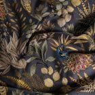 Tissu Toile jacquard Amadeus sur fond Bleu marine - Par 10 cm