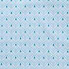 Toile Cirée Baker Motifs blancs et turquoise sur fond Bleu gris - Par 10 cm