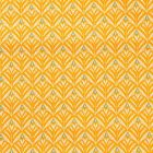 Toile Cirée Baker Motifs blancs et bleu ciel sur fond Jaune curcuma - Par 10 cm