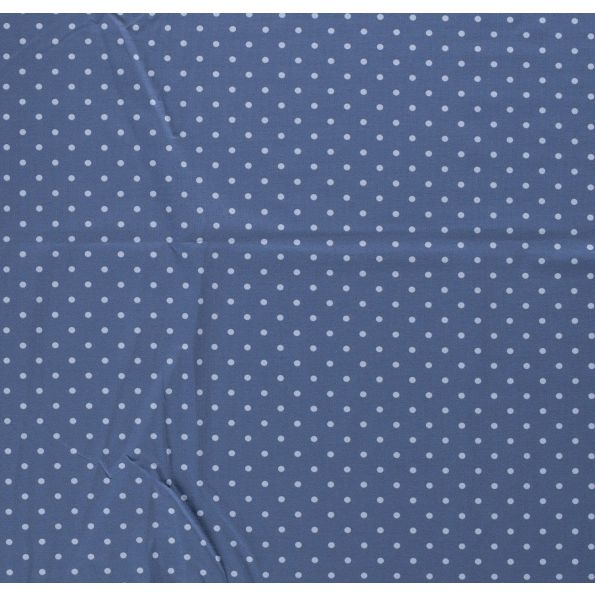 Tissu Jersey Coton Pois bleu ciel sur fond Bleu denim - Par 10 cm