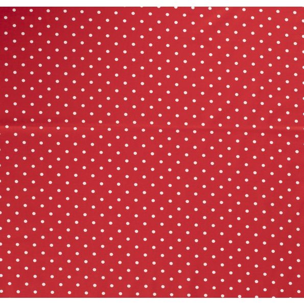 Tissu Jersey Coton Pois blanc sur fond Rouge - Par 10 cm