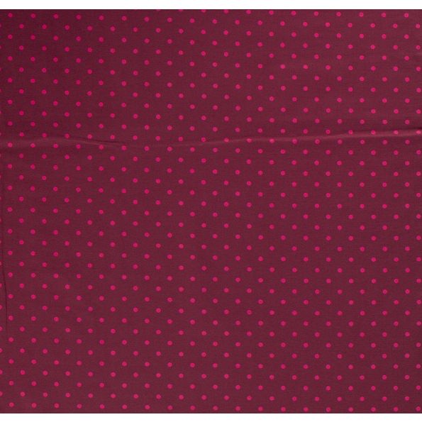 Tissu Jersey Coton Pois fuchsia sur fond Bordeaux - Par 10 cm