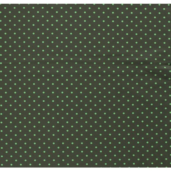 Tissu Jersey Coton Pois vert sur fond Vert kaki foncé - Par 10 cm