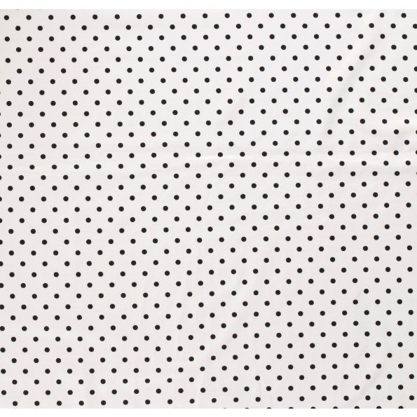 Tissu Jersey Coton Pois noir sur fond Blanc - Par 10 cm