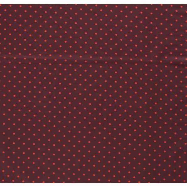 Tissu Jersey Coton Pois fuchsia sur fond Bordeaux foncé - Par 10 cm