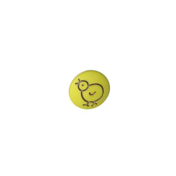Bouton Poussin Gravé Polyester Vert