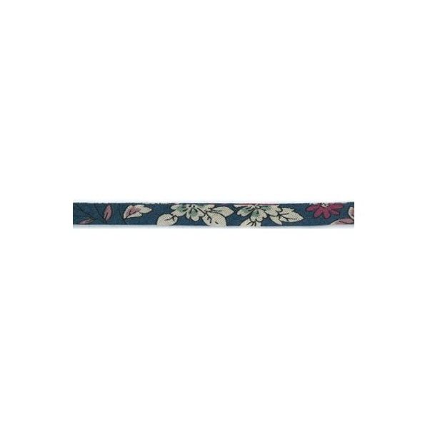 Cordon fleuri spaghetti Frou-Frou Bleu foncé et ecru