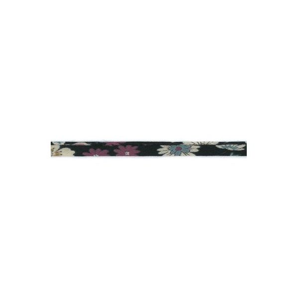 Cordon fleuri spaghetti Frou-Frou Noir et ecru