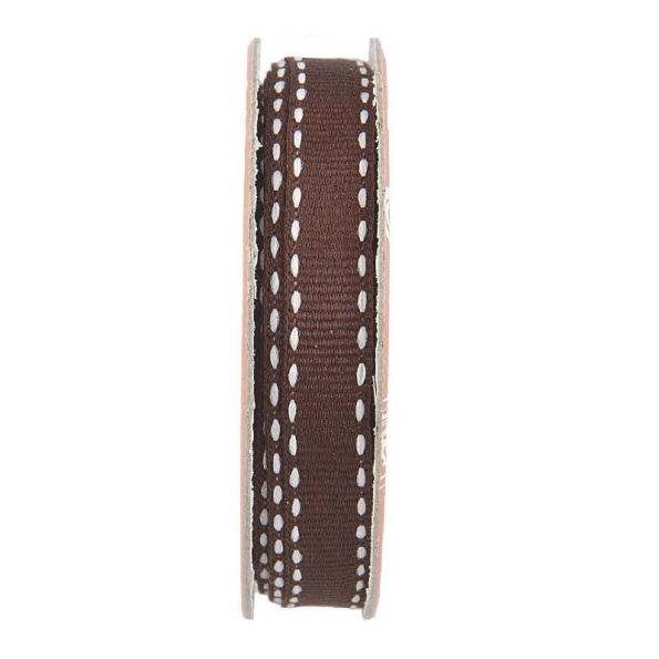 Ruban surpiqué Marron - bobinette 2m