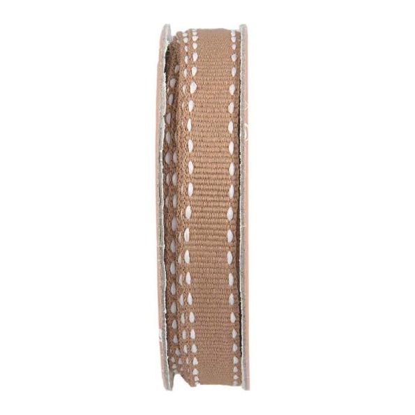 Ruban surpiqué Marron Glacé - bobinette 2m