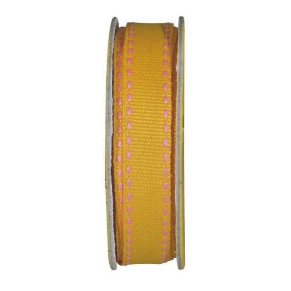 Ruban surpiqué Jaune orangé - bobinette 2m
