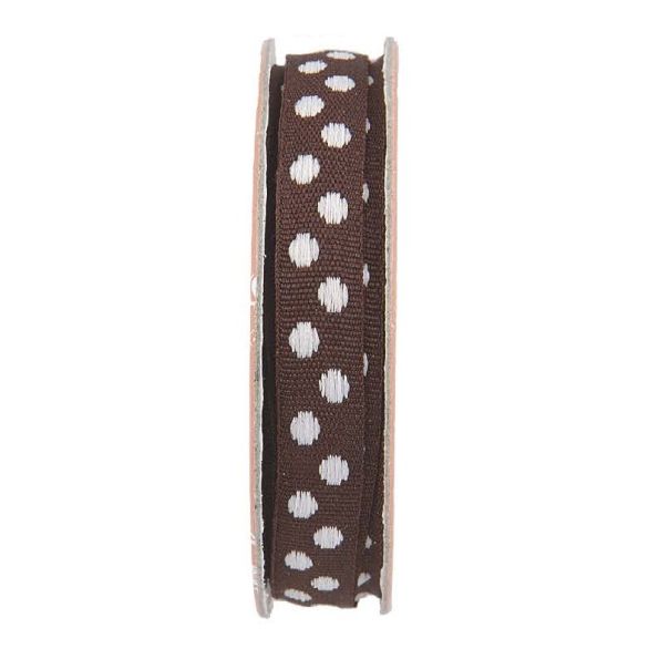 Ruban pois Marron - bobinette 2m