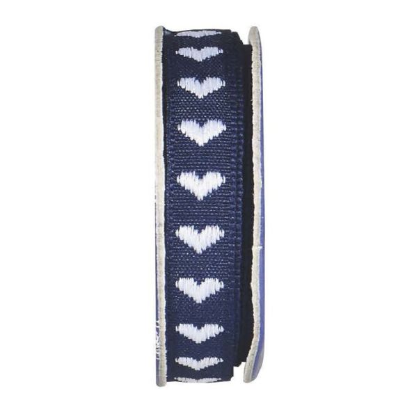 Ruban coeur  Bleu nuit - bobinette 2m