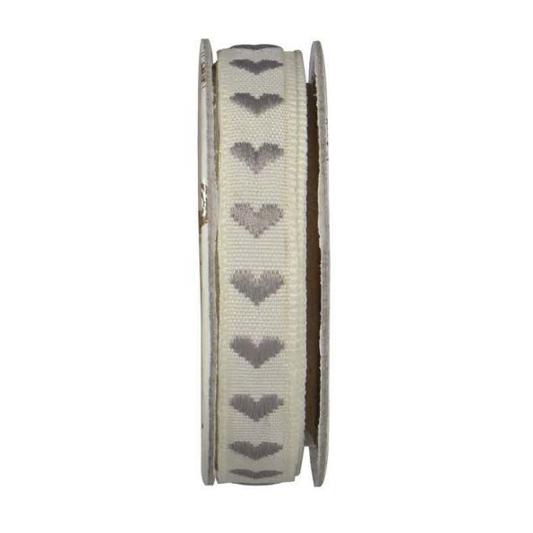 Ruban cœur Vanille - bobinette 2m