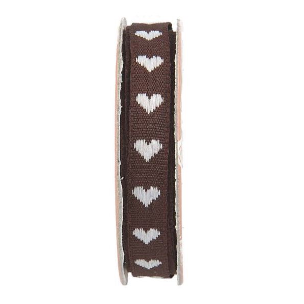 Ruban cœur Marron - bobinette 2m