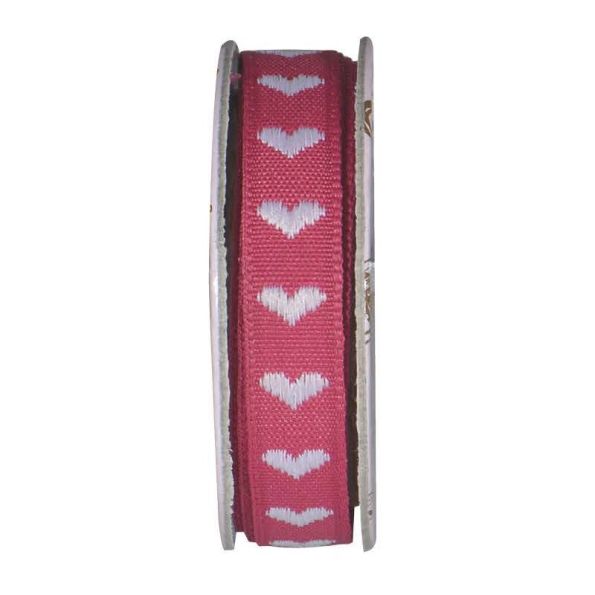 Ruban cœur Fushia - bobinette 2m