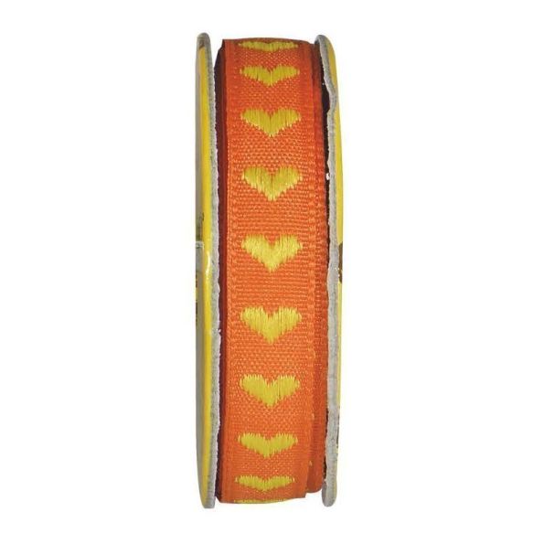 Ruban cœur Orange - bobinette 2m