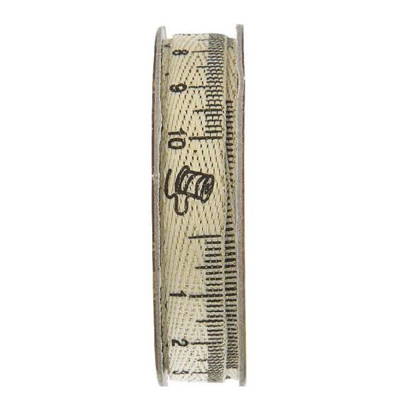 Ruban mètre couture Ecru et or -  bobinette 2m